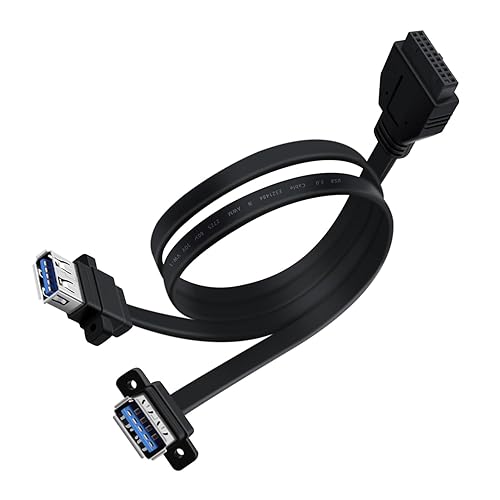 HuaLiSiJi USB 3.0 Front Panel Cable 5Gbps USB 3 0 Header Extension Cable 19/20 Pin USB 3.0 Front Panel Extension with Panel Mount Holes (30cm)