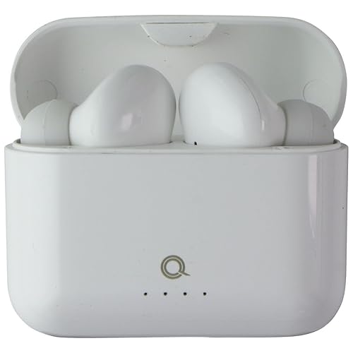 QUIKCELL QAir Stems True Wireless Earbuds, 21+ Hours Playtime, Fast Charging Case, White
