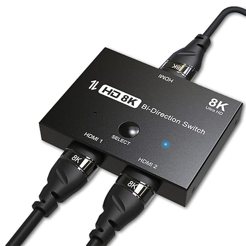 Wedorat PS5 Switch Converter Adapter 2.1 Ultra HD 8K High Speed 48Gbps Directional HDMI Switcher Only 2 in 1out 8K@60Hz 4K@120Hz Converter Compatible