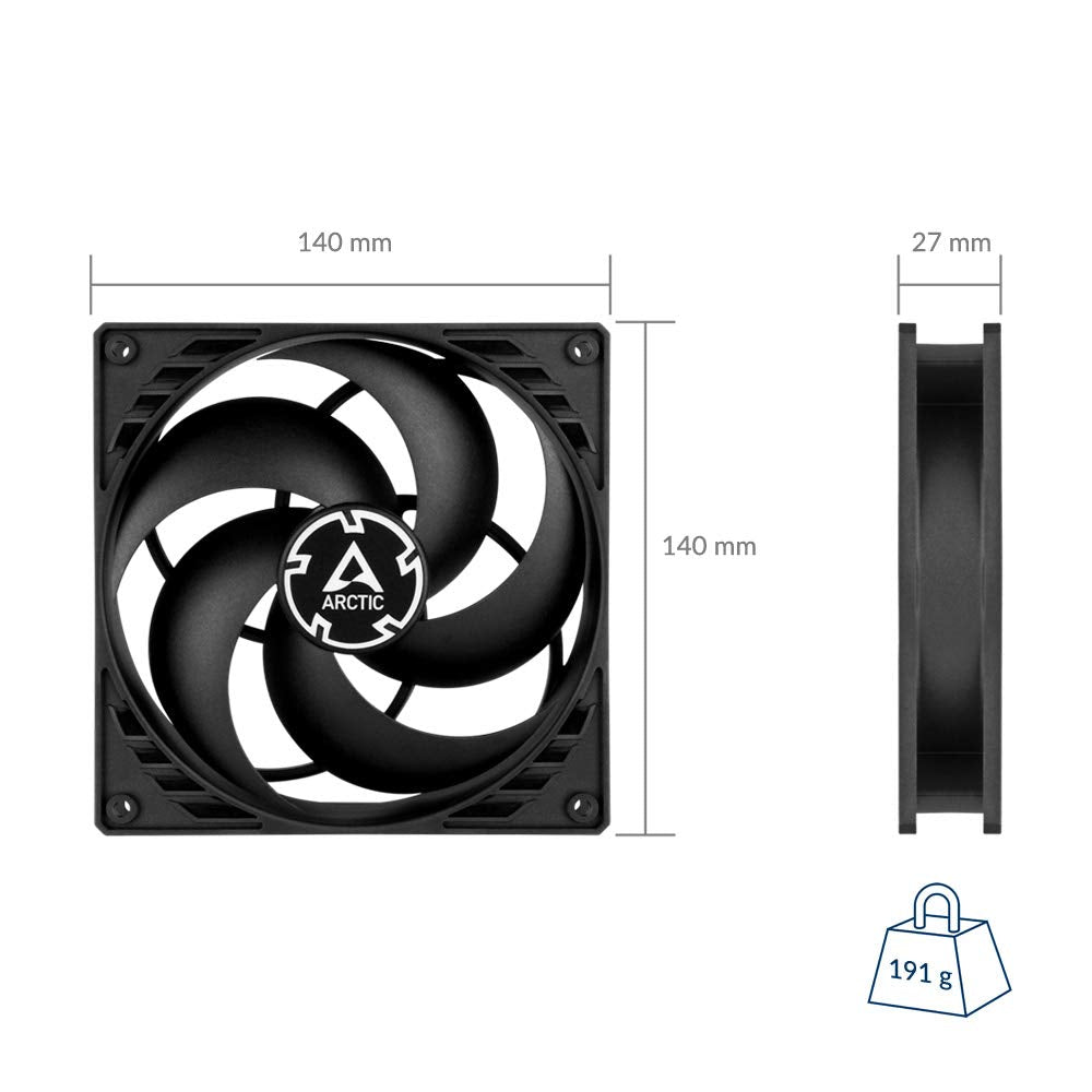 ARCTIC P14 (5 Pack) - PC Fans, 140mm Case Fan, Pressure-optimised, Quiet Motor, Computer, Fan Speed: 1700 RPM - Black