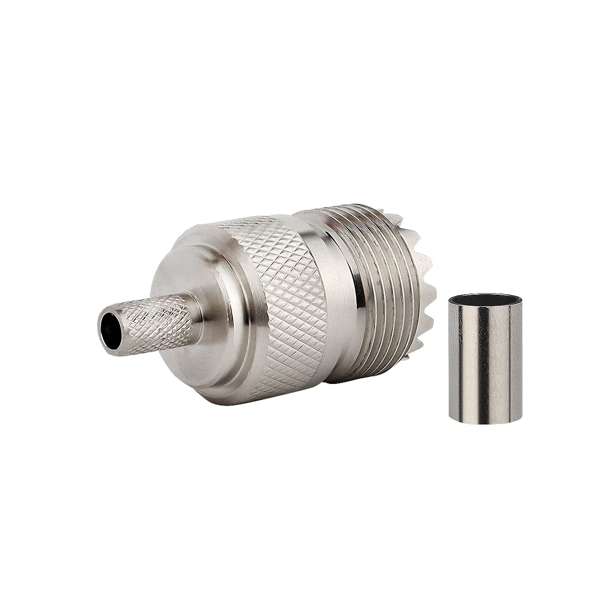 MOOKEERF 5 Pack SO239 Crimp Connectors SO-239 UHF Female Plug Crimp Coax Connector Adapter PL259 RF Connector for RG58/RG142/RG400/LMR195/KSR195/3D-FB