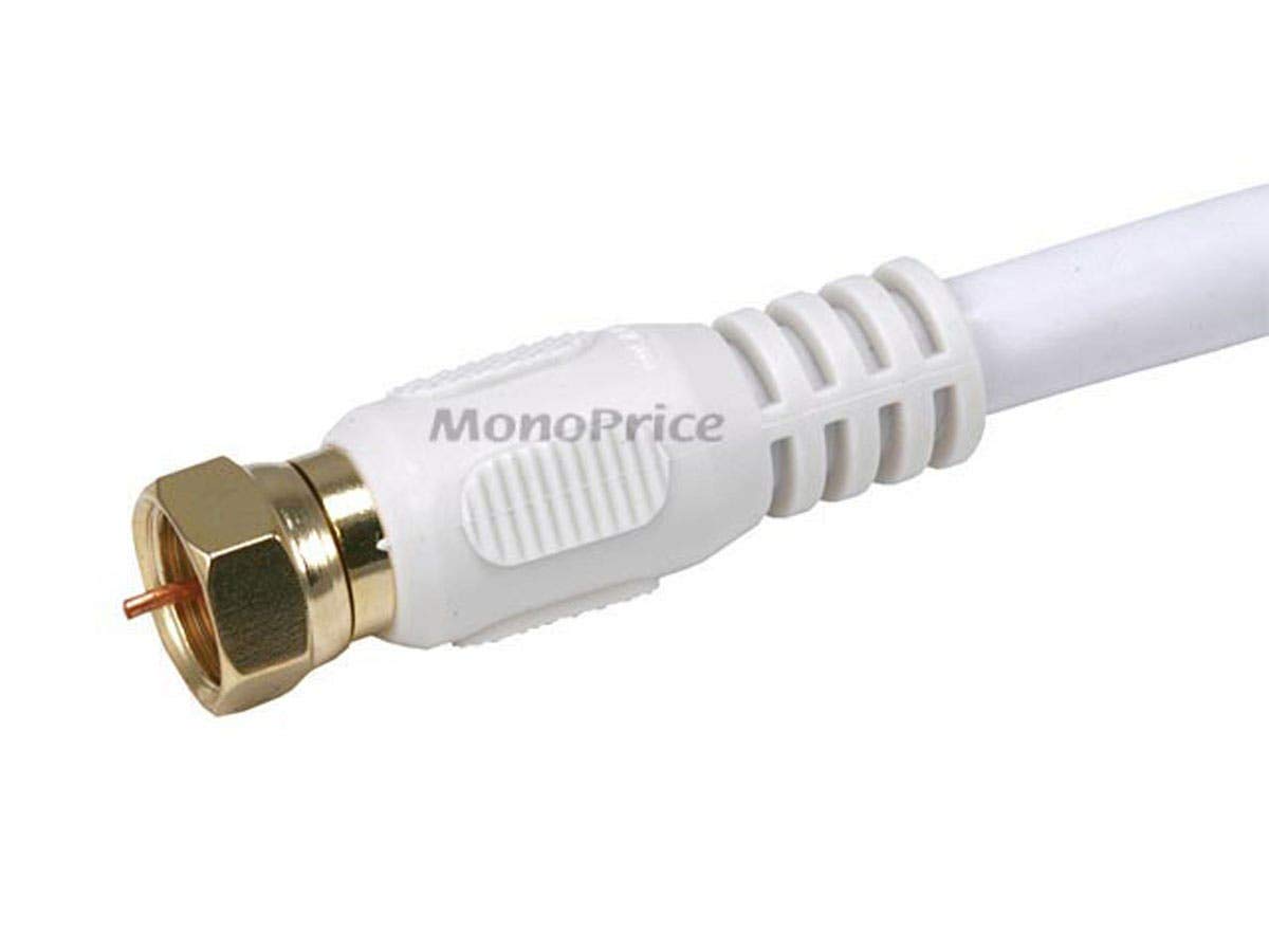Monoprice 104060 RG6 Quad Shield CL2 Coaxial Cable with F Type Connector,25ft,White