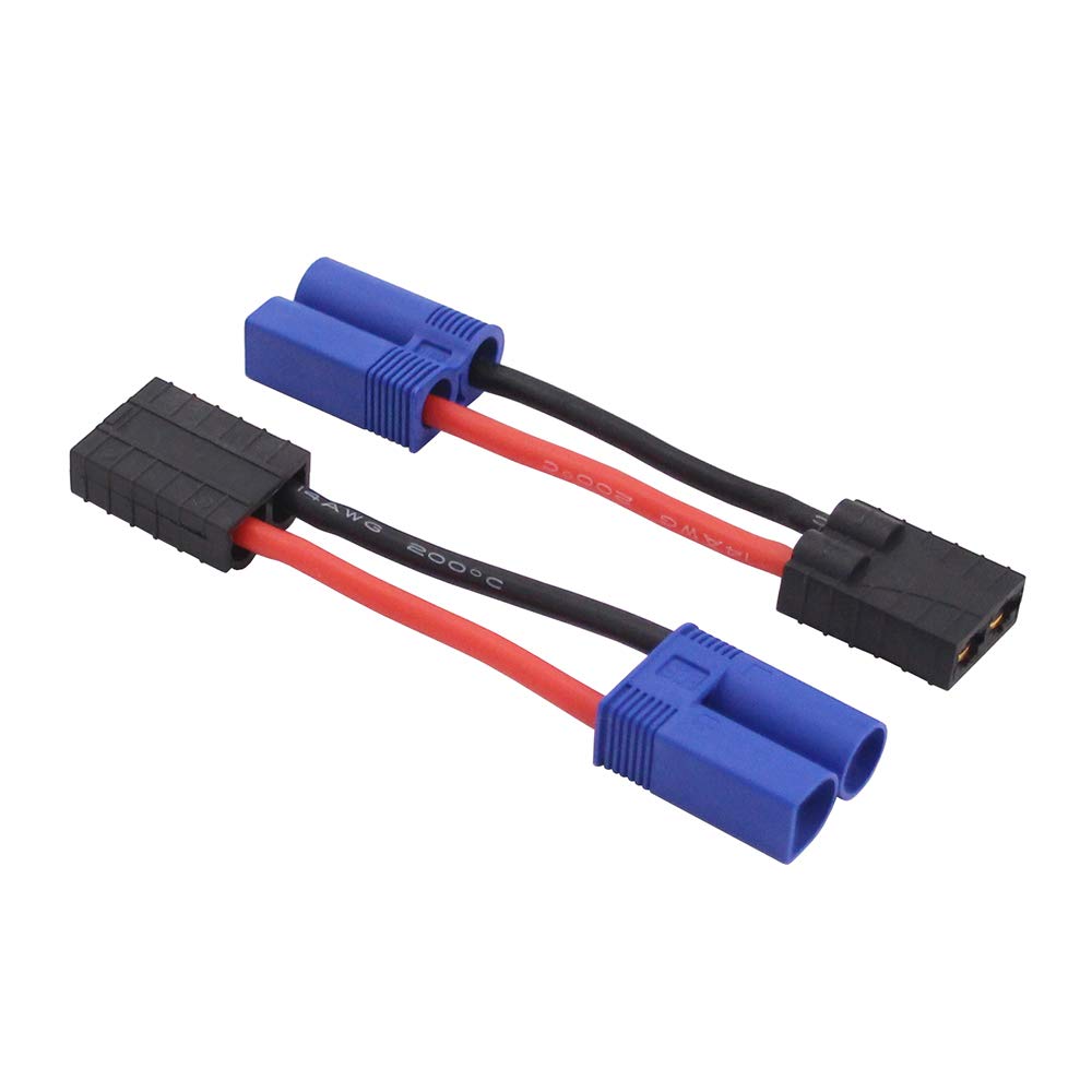 OliRC 2pcs compatible with Traxas Female to EC5 Male Connector Adapter with 14awg 5cm Cable(C112-2)