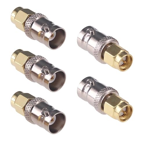 RFaha 5pcs SMA to BNC Coax Connector SMA Male to BNC Female RF Adapter Coax Coaxial Connector Adapter for RF Antennas/Wireless LAN Devices(F18-5)