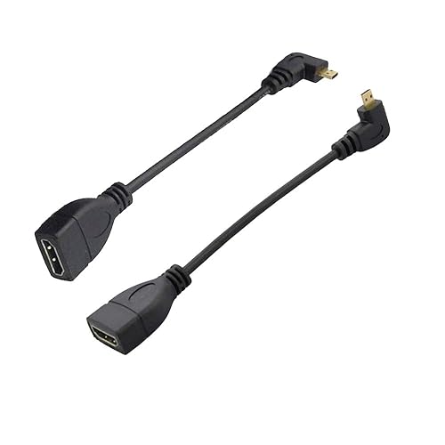 Seadream Angled Micro HDMI to HDMI Adapter Cable, 2Pack 6" 15CM 90 Degree Type D Right-Toward Left-Toward Male to Type A Female Cable Adapter