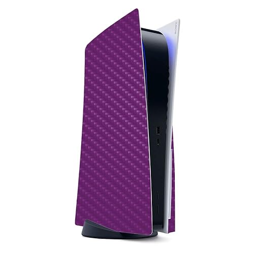 MightySkins Carbon Fiber Gaming Skin for PS5 / Playstation 5 - Solid Purple | Durable Textured Carbon Fiber Finish | Easy to Apply and Change Style |