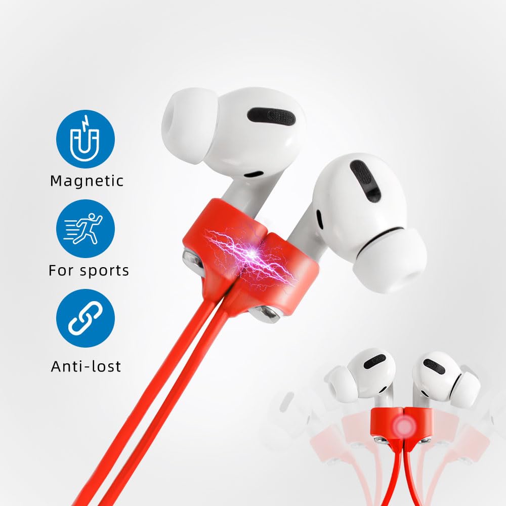 Magnetic Anti-Lost Straps for AirPods,4 Pack Ultra Strong Magnetic AirPods Strap Anti-Lost Neck Rope Cord,Soft Silicone Sports Lanyard Compatible