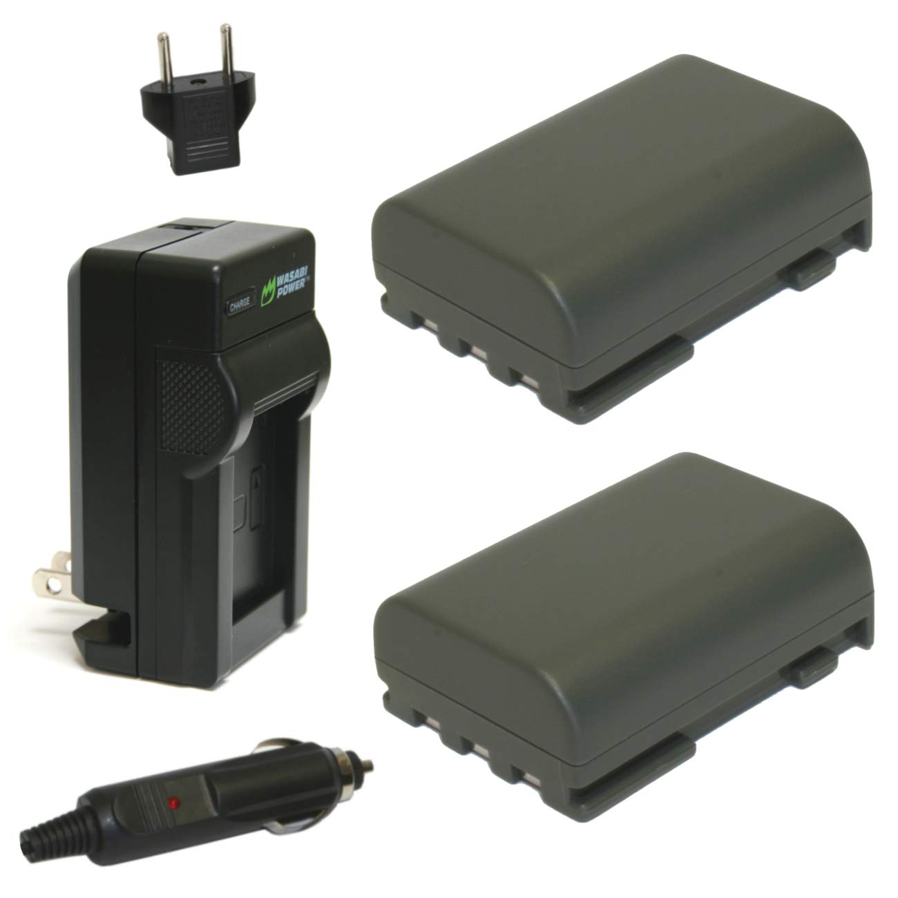 Wasabi Power Battery (2-Pack) and Charger for Canon NB-2L, NB-2LH, BP-2L5, BP-2LH and Canon DC301, DC310, DC320, DC330, DC410, DC420, Elura 40, 50