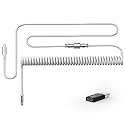ATTACK SHARK CO4-C Coiled USB C Cable for Mechanical Keyboard with USB to USB C Adaptor, Type C to Type C, TPU Double Sleeved Spring Charging Cable
