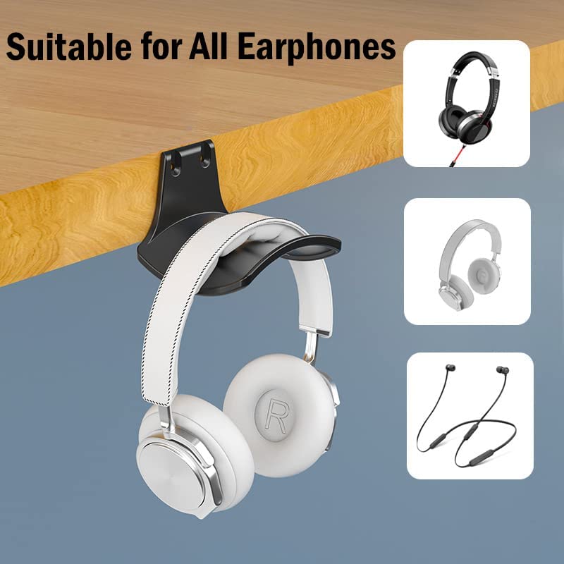 SIROLISA 2-Pack Headphone Stand Hanger Wall Hooks, Save Space Headset Stand Holder for Universal Gaming Headset Airpods Max Sony Bose Beats, Strong