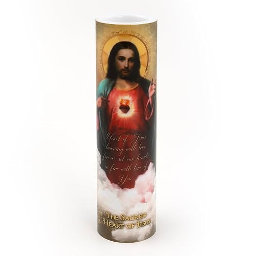 THE SAINTS COLLECTION Sacred Heart of Jesus LED Flameless Devotional Prayer Candle