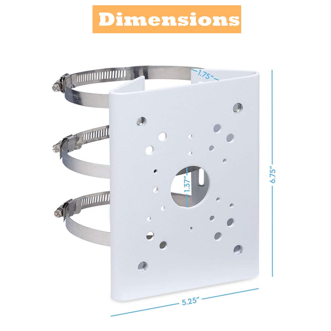 BeElion Pole Column Vertical Pole Mount Bracket for CCTV Dahua Wall Mounts Dome Security Cameras - Weatherproof 80-150mm Adjustable Hoop, 10KG Load