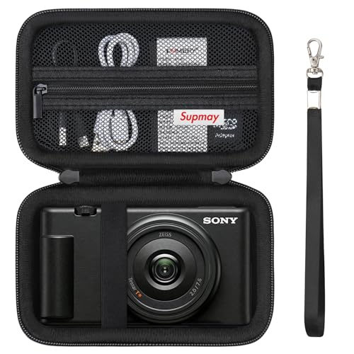 Supmay Hard Travel Case for Sony ZV-1F / ZV-1 / ZV-1 II Digital Camera, Vlogger Camera Storage Holder Travel Bag with Zipper Mesh Pocket for Battery
