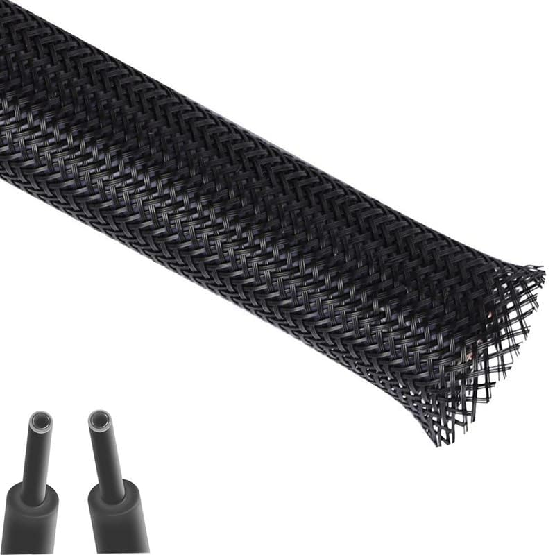 Aibole 25ft-1/2 inch PET Expandable Braided Cable Sleeve Wire Loom, Wire Sleeving for Home Device Cable Automotive Engine Bay - Black