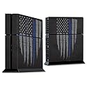 MightySkins Skin Compatible with Sony PS4 Console - Thin Blue Line | Protective, Durable, and Unique Vinyl Decal wrap Cover | Easy to Apply, Remove