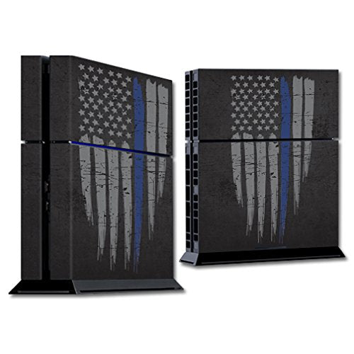 MightySkins Skin Compatible with Sony PS4 Console - Thin Blue Line | Protective, Durable, and Unique Vinyl Decal wrap Cover | Easy to Apply, Remove