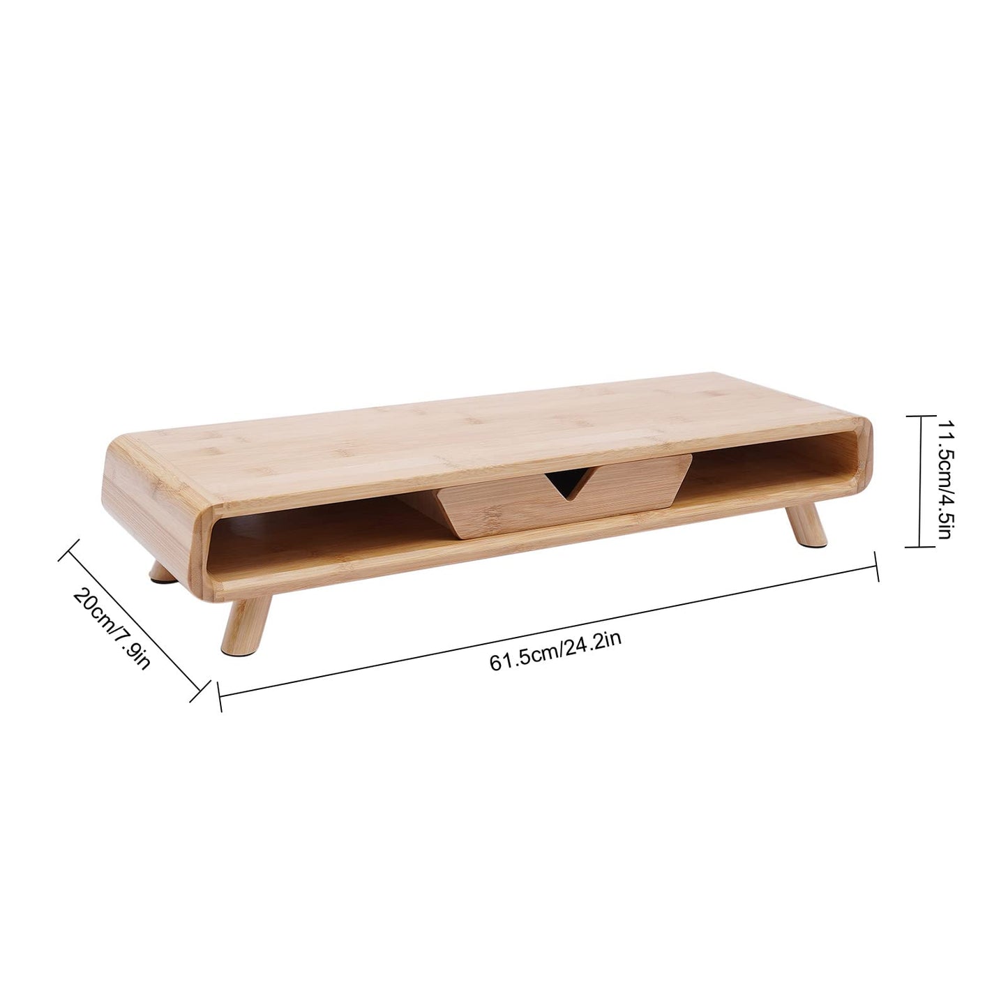 FFanhia Bamboo Monitor Stand Riser Exquisite Monitor Stand with Drawer Ergonomic Height Wood Monitor Stand, No Assembly Required