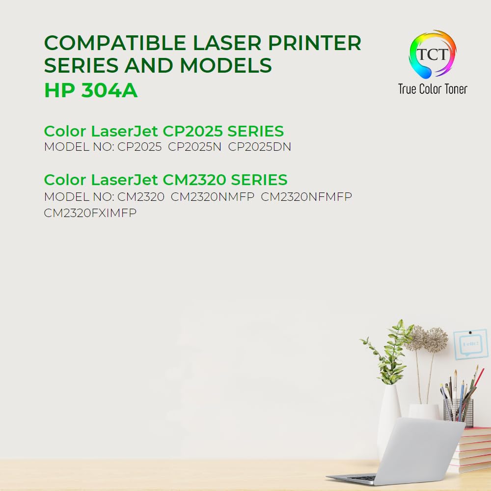 TCT 304A Magenta Toner Cartridge - Compatible Replacement for HP 304A CC533A Works with HP Color LaserJet CP2025 CP2025N CP2025DN, CM2320 CM2320N MFP
