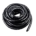 Spiral Cable Wrap - 20 Ft Cable Management Sleeve Organizer for Computer, Power, Audio & Video Cords (1/2 Inch-20Ft, Black)