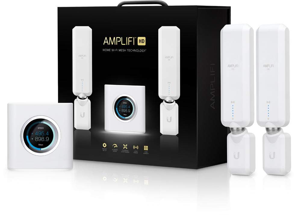AmpliFi HD WiFi System by Ubiquiti Labs, Seamless Whole Home Wireless Internet Coverage, HD WiFi Router, 2 Mesh Points, 4 Gigabit Ethernet, 1 WAN