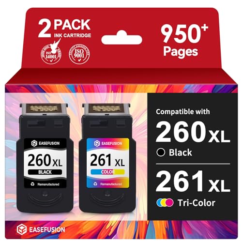 EaseFusion 260XL 261XL Replacement for Canon 260 and 261 Ink Cartridges