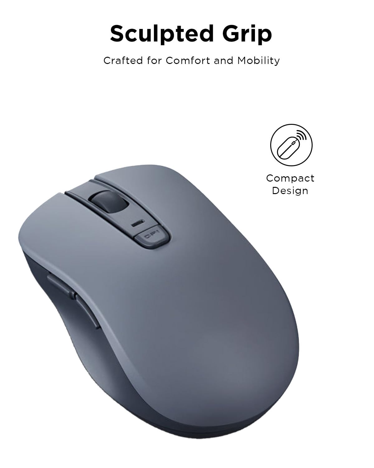 Lenovo Bluetooth Silent Mouse (WL300) - 5 Button Computer Mouse with Silent Left & Right Click - Sculpted Grip, Microsoft Swift Pair, Up to 1600 DPI