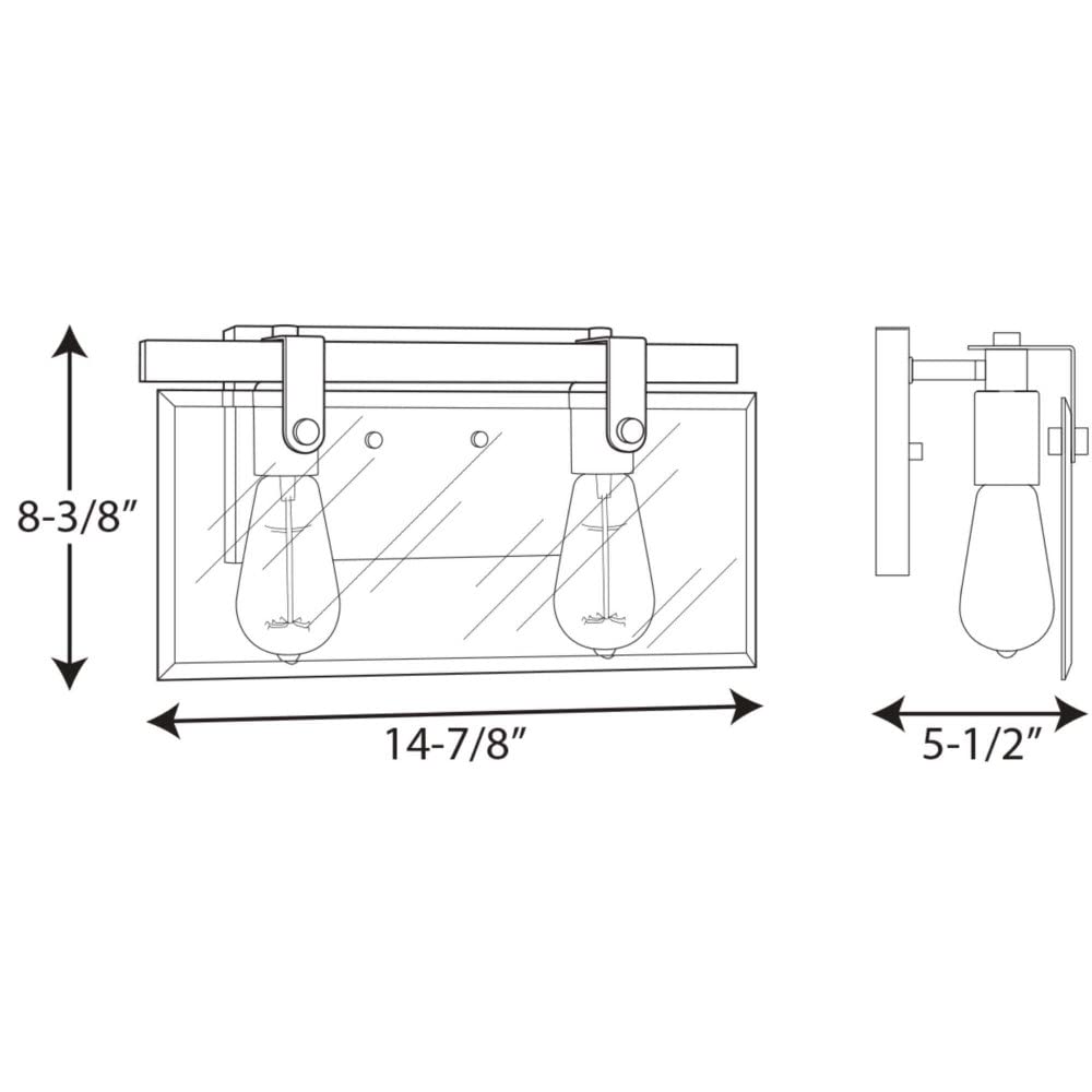Progress Lighting P300106-009 Glayse Two-Light Bath, Grey