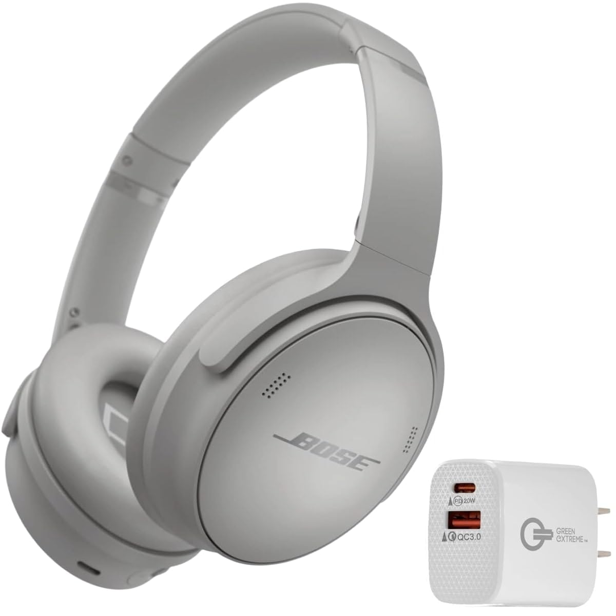 Bose QuietComfort Bluetooth Headphones, Wireless Headphones with Active Over Ear Noise Cancelling and Mic, + Green Extreme 20W 2-Port Wall Charger…