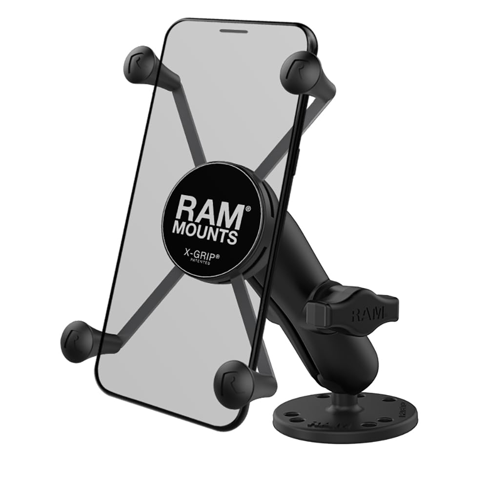 RAM MOUNTS X-Grip Universal Phone Mount Holder with Drill-Down Base & Medium Arm, Secure Smartphone Cradle for iPhone & Android RAM-B-138-UN10
