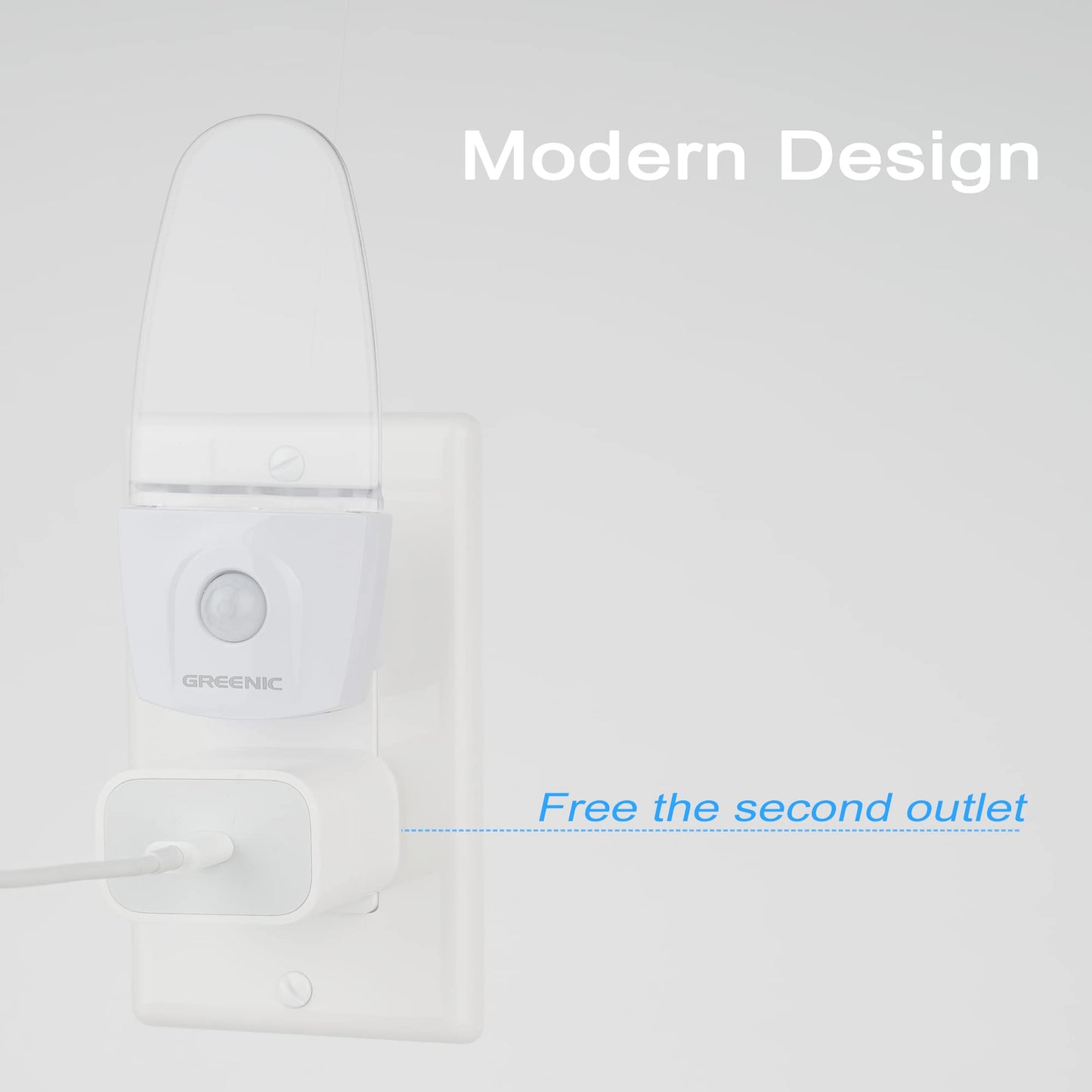 GREENIC Blue Motion Sensor Night Light Plug in 2 Pack, 0.5W LED Motion Detector Night Light Lamp, Automatic Motion Activated Nightlights for Modern