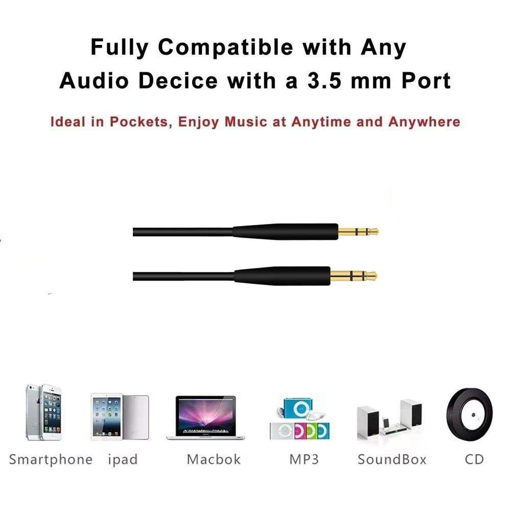 EARLA TEC Replacement Audio Cable Cord Extension Wire for Bose QuietComfort QC25 QC35 Headphones with in line Mic Volume Control (No mic White)