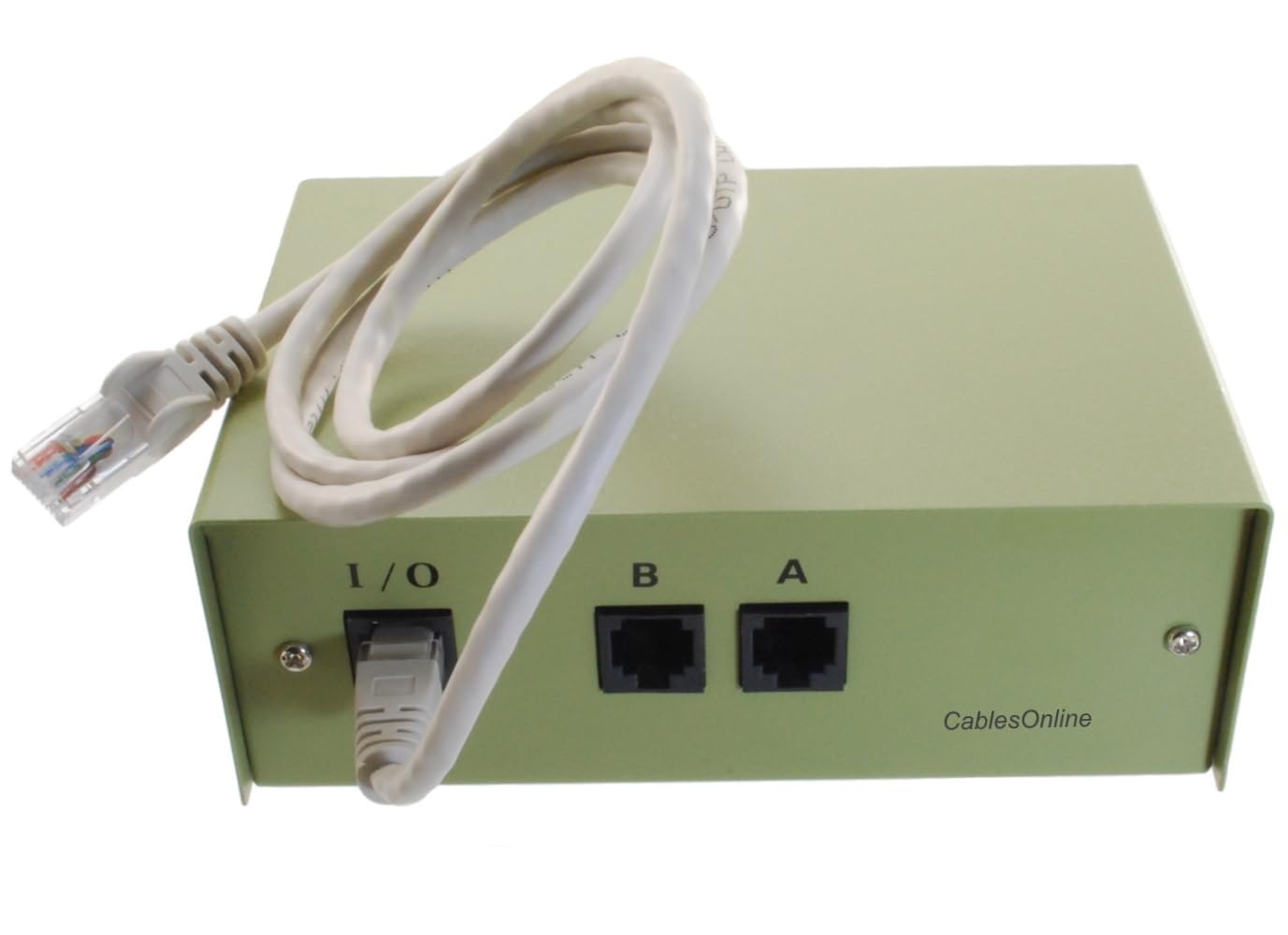 CablesOnline 2-Way AB RJ45 8P8C Network Metal Rotary Manual Switch Box with One 3ft RJ45 8-Wire Network Cable, SB-034C