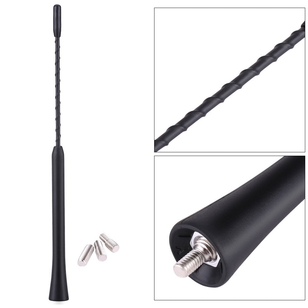 Keenso Universal 9 Inches Car Replacement Radio Antenna with Screws Rubber & Aluminum, Easy Installation