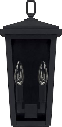 Capital Lighting 926221BK Donnelly Clear Glass Outdoor Wall Sconce, 2-Light 120 Total Watts, 15" H x 7" W, Black