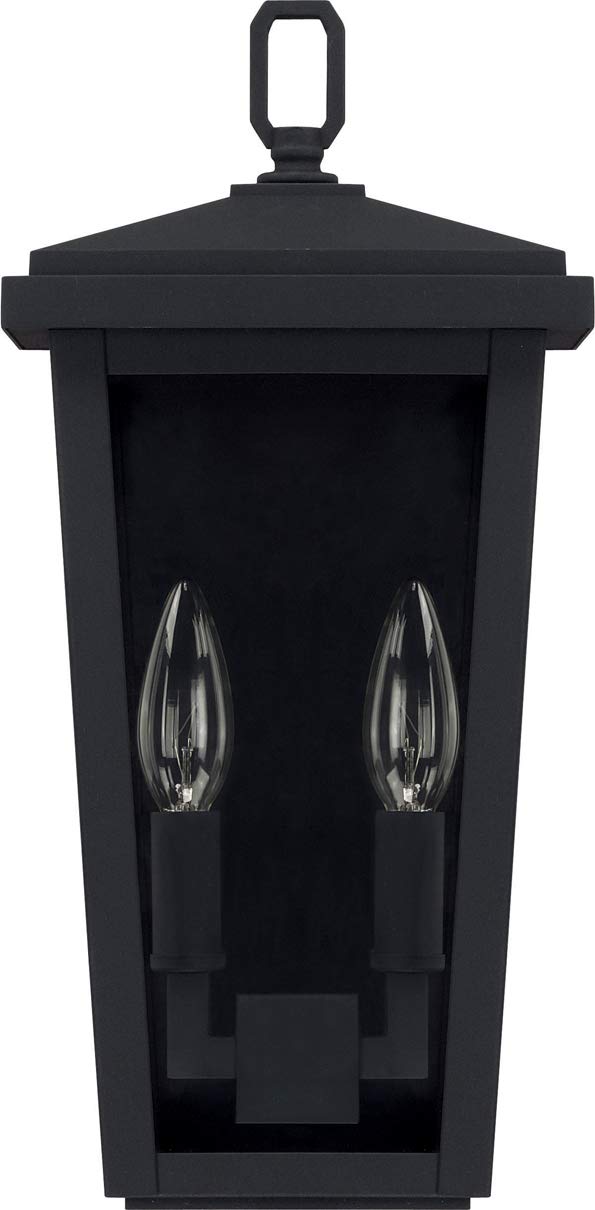 Capital Lighting 926221BK Donnelly Clear Glass Outdoor Wall Sconce, 2-Light 120 Total Watts, 15" H x 7" W, Black