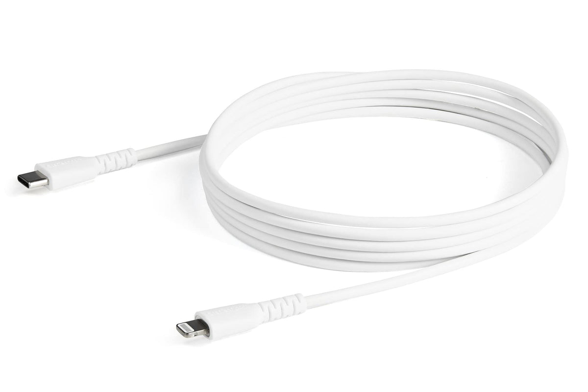 StarTech 6ft/2m USB-C to Lightning Cable White Rugged MFi (RUSBCLTMM2MW)