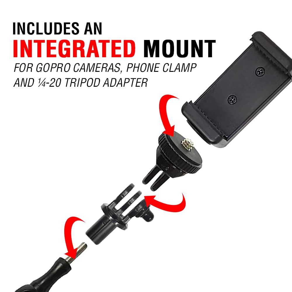 Vidpro MP20 Action Pole Lightweight 36inch Extendable Aluminum Monopod Collapses down to 10 inches Includes Integrated Mount for GoPro Phone Clamp