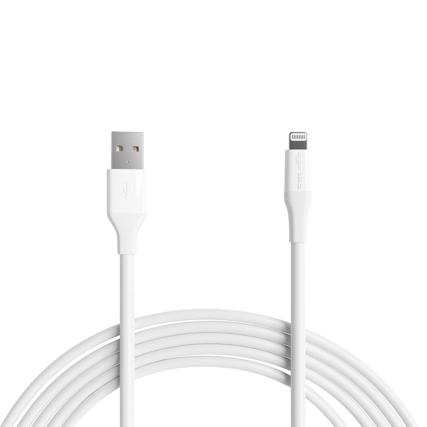 Amazon Basics MFi Certified USB-A to Lightning Charger Cable for Apple iPhone iPad, 10 Foot White, 1-Pack