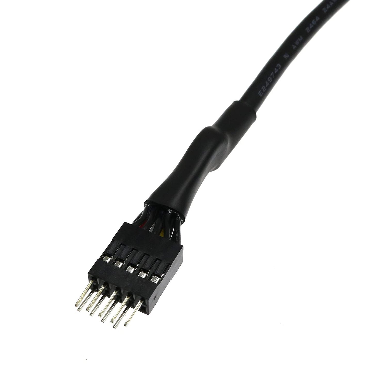 BAIRONG Black 9-Pin USB IDC Male Header to Single USB 2.0 Type A Male Cable 7.8 Inches