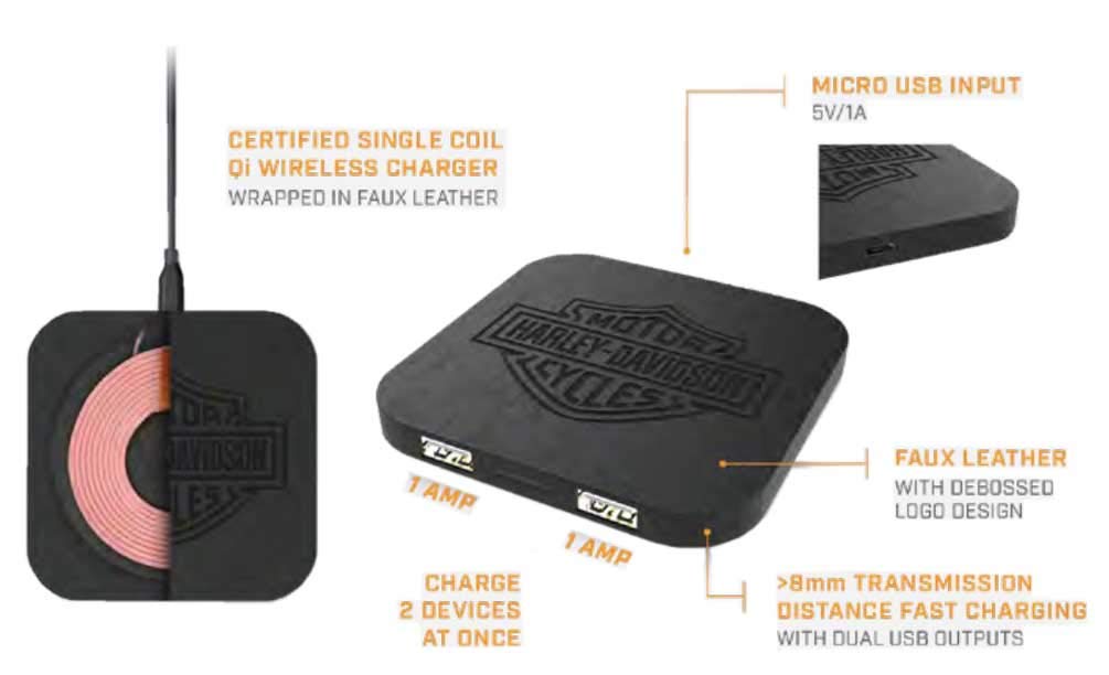 Harley-Davidson Heritage Series - Qi Charging Pad w/Debossed B&S Logo 09523