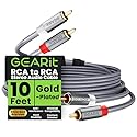 GEARit RCA Cable (10FT) 2RCA Male to 2RCA Male Stereo Audio Cables Shielded Braided RCA Stereo Cable for Home Theater, HDTV, Amplifiers, Hi-Fi