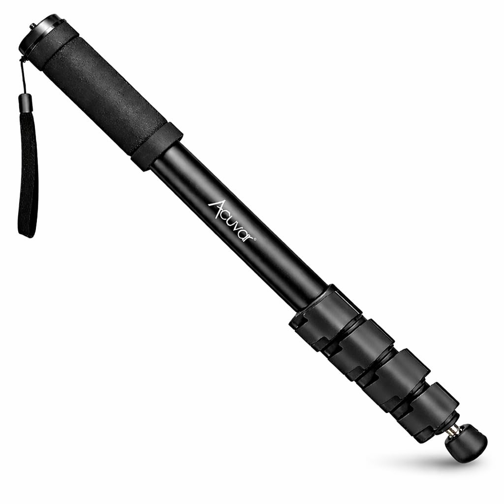 Acuvar 62 Inch Photography Monopod with Safety Strap - Lightweight Aluminum Camera Monopod for Travel & Outdoor Shooting
