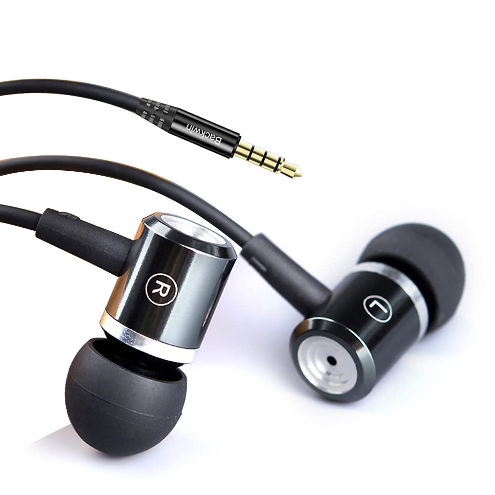 BACKWIN Wired in-Ear Headphones with Mic Volume Control Noise Cancelling Earbuds with Microphone Powerful Bass Earphones 3.5mm Jack for iOS Android…