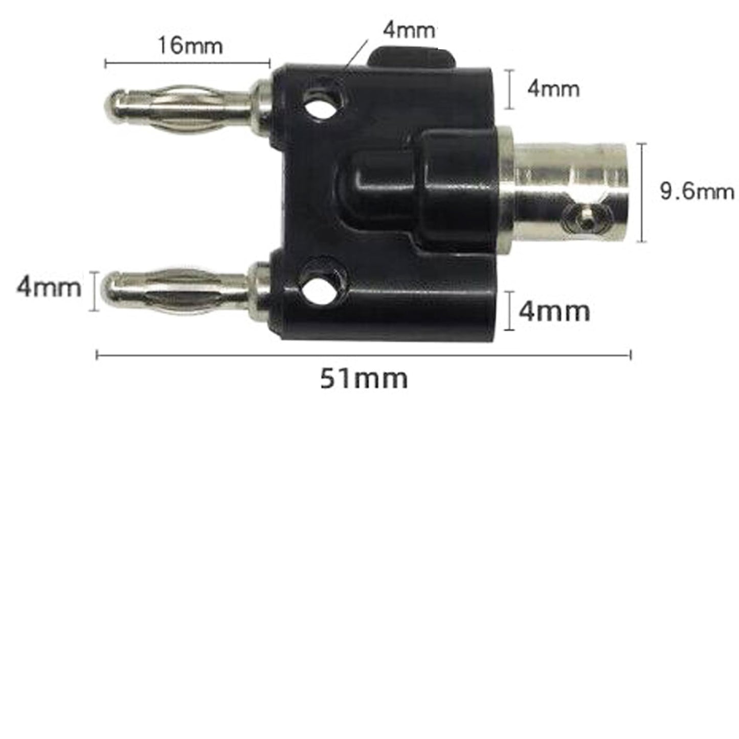Lagogia 4mm BNC Female to 2X 4mm Dual Banana Male Coaxial RF Binding Post Adapter Connector, Pack of 4