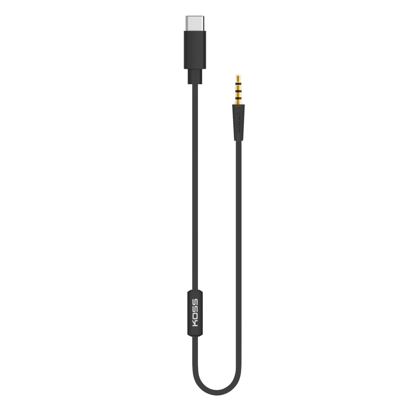 Koss KUSB-50 Analog Audio Pass Through Cord for KPH30 Wireless and Porta Pro Wireless, in-Line Microphone and Audio Remote, USB-C to 3.5mm, Black