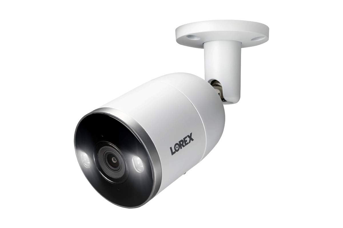 Lorex E892AB Indoor/Outdoor 4K Ultra HD Smart Deterrence IP Bullet Camera with Smart Motion Plus, 150ft NV, CNV, 2.8mm, IP67, White (Renewed)