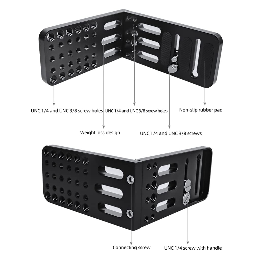 Camera L Bracket Lock On Quick Release Plate for Canon Nikon Sony 4K Video Camcorder DSLR 3/8" 1/4" Vertical Shooting