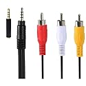 Peidesi 3.5 mm to RCA AV Camcorder Video Cable,3.5mm Male to 3RCA Male Plug Stereo Audio Video AUX Cable for Smartphones,MP3, Tablets,Speakers,Home