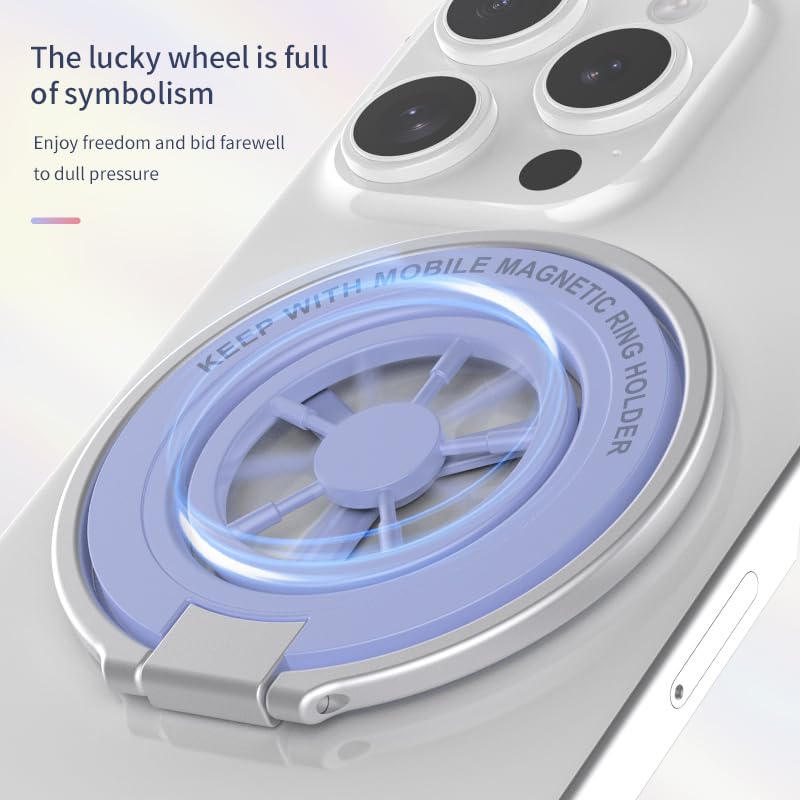 Magnetic Phone Ring Holder for MagSafe, Lucky Wheel Fidget Spinner Phone Grip, Dual Sided Magnets Phone Stand for iPhone/Mag Case, Morandi Aesthetic