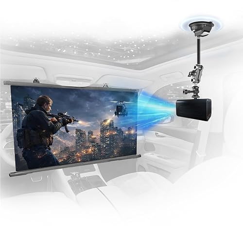 Car Projector, Mini Portable outdoor Projector Kit with 30FT Screen (16:9), Supports 4K HD Ideal for Car, Travel and Outdoor Movie Nights